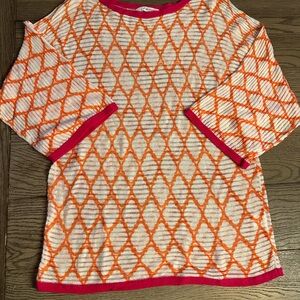 Foxcroft Orange and Pink Pattern Cotton Top
